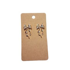 Cute Gold Bow Drape Ribbon Earrings | Coquette Kawaii Jewelry | Brand New